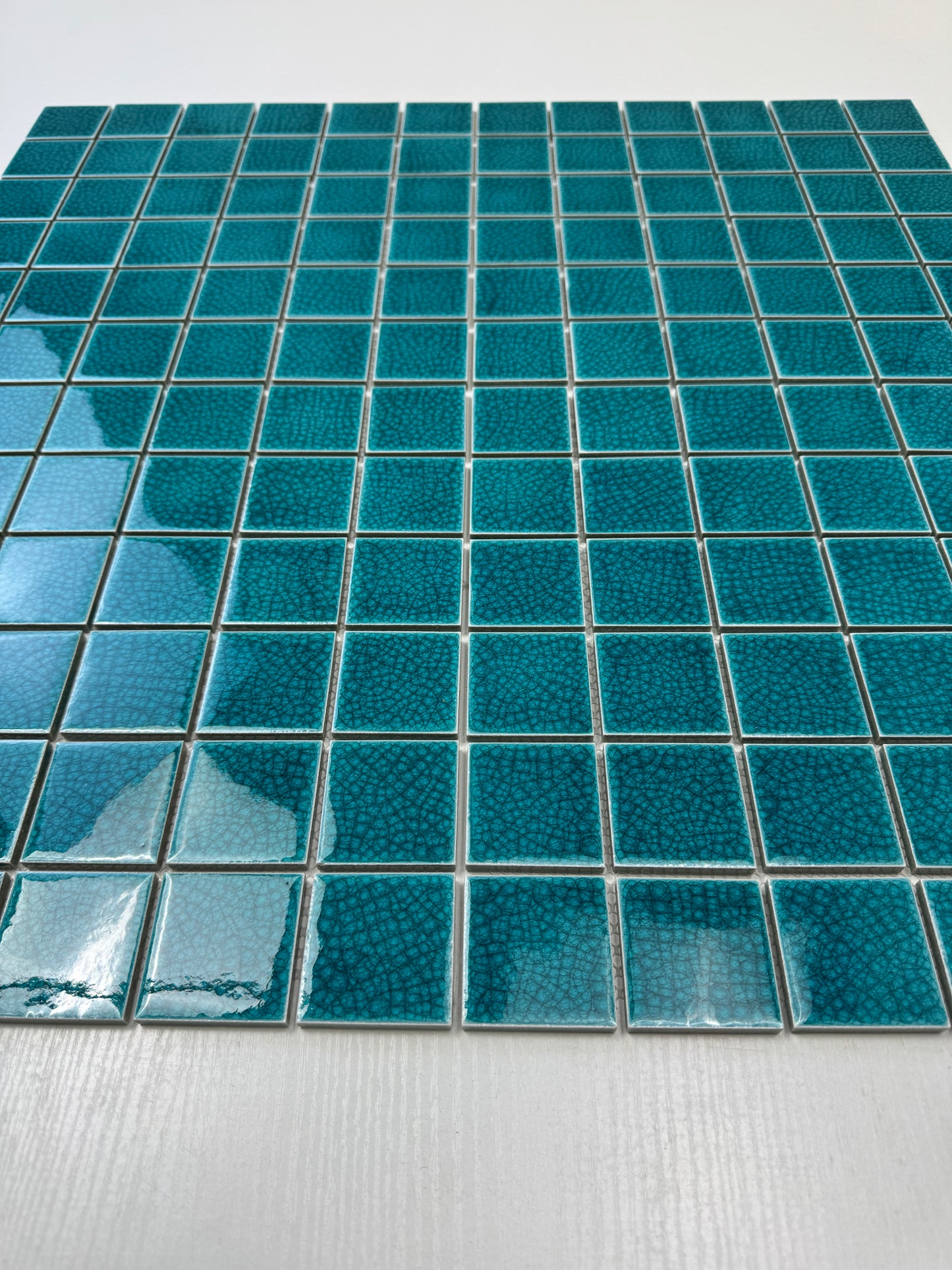 Oceanic Opal Series Tiffany Blue Double Crackle Porcelain Mosaic