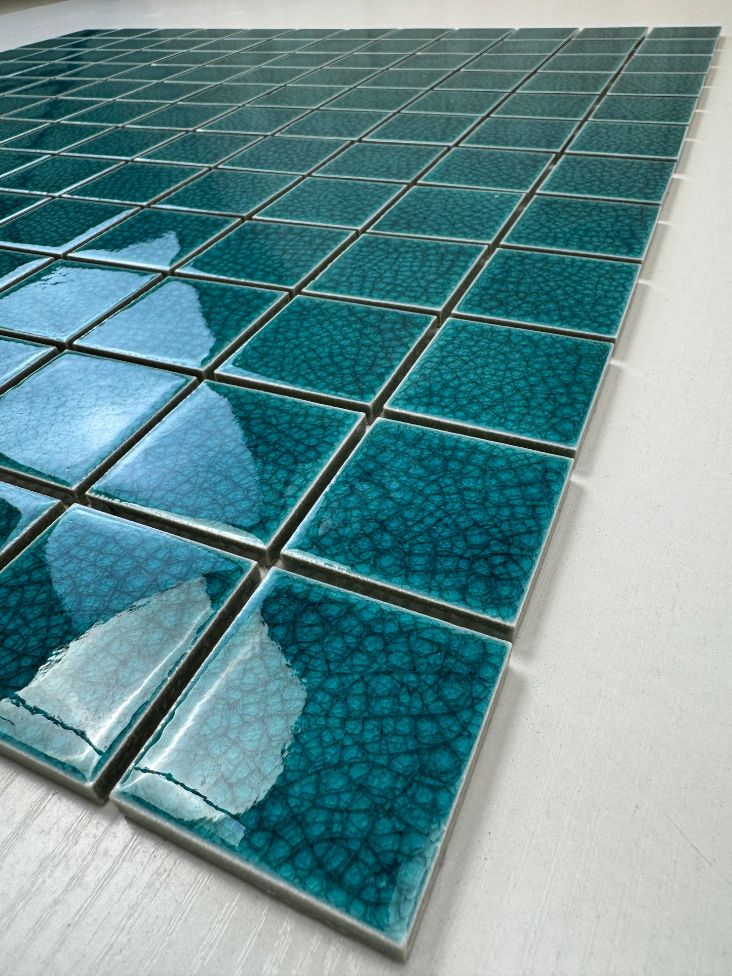 Oceanic Opal Series Tiffany Blue Double Crackle Porcelain Mosaic