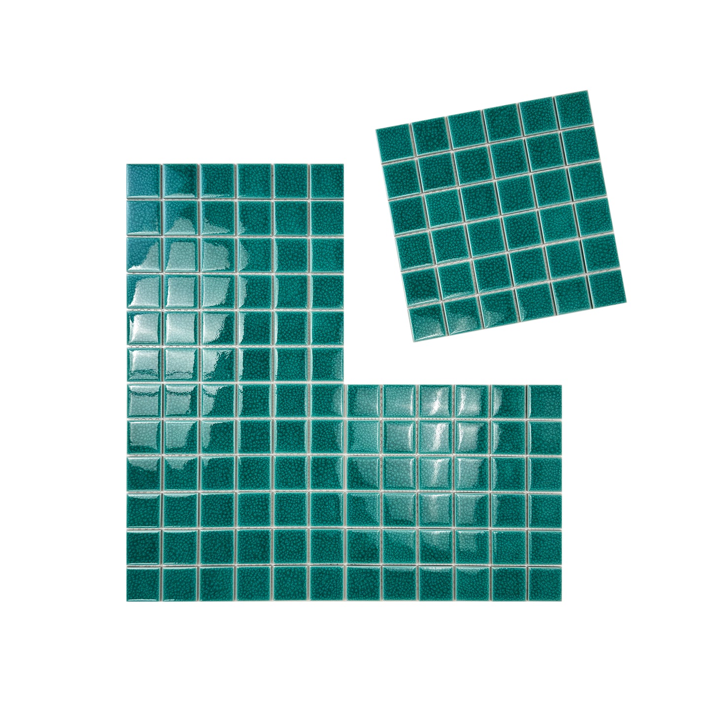 Oceanic Opal Series Teal Blue Convex Surface Crackle Porcelain Mosaic