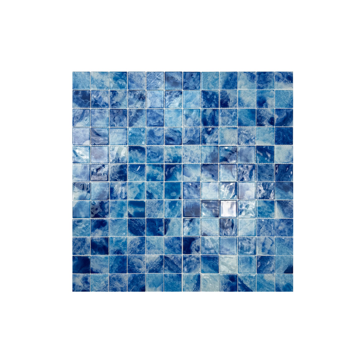 Marble Mirage Series Sky Blue & Ultra Marine Mixed Marble Transparent Texture Crystal Glass Mosaic