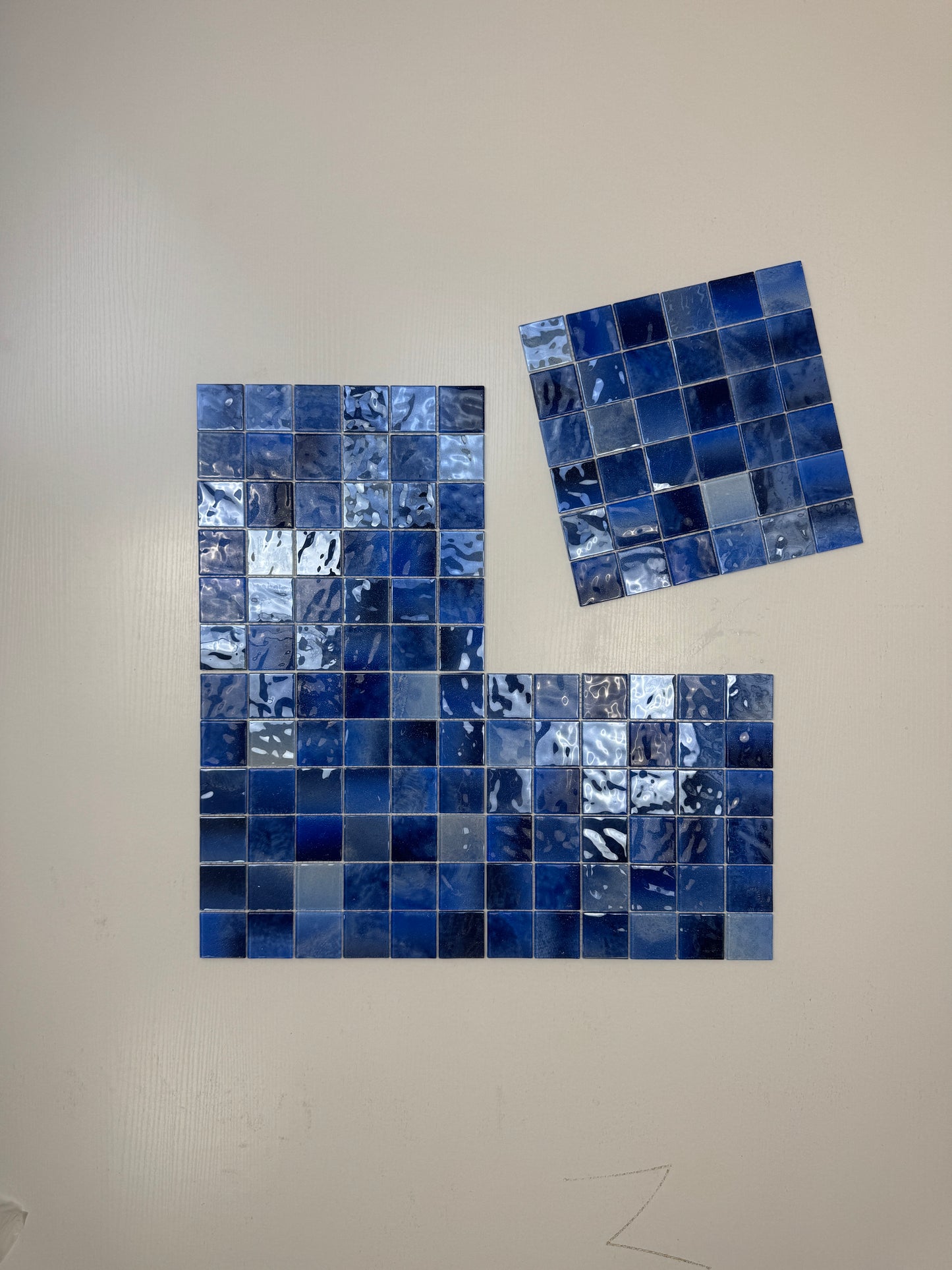 Marble Mirage Series Light Blue & Navy Blue & Midnight Blue Mixed Marble Transparent Texture Crystal Glass Mosaic