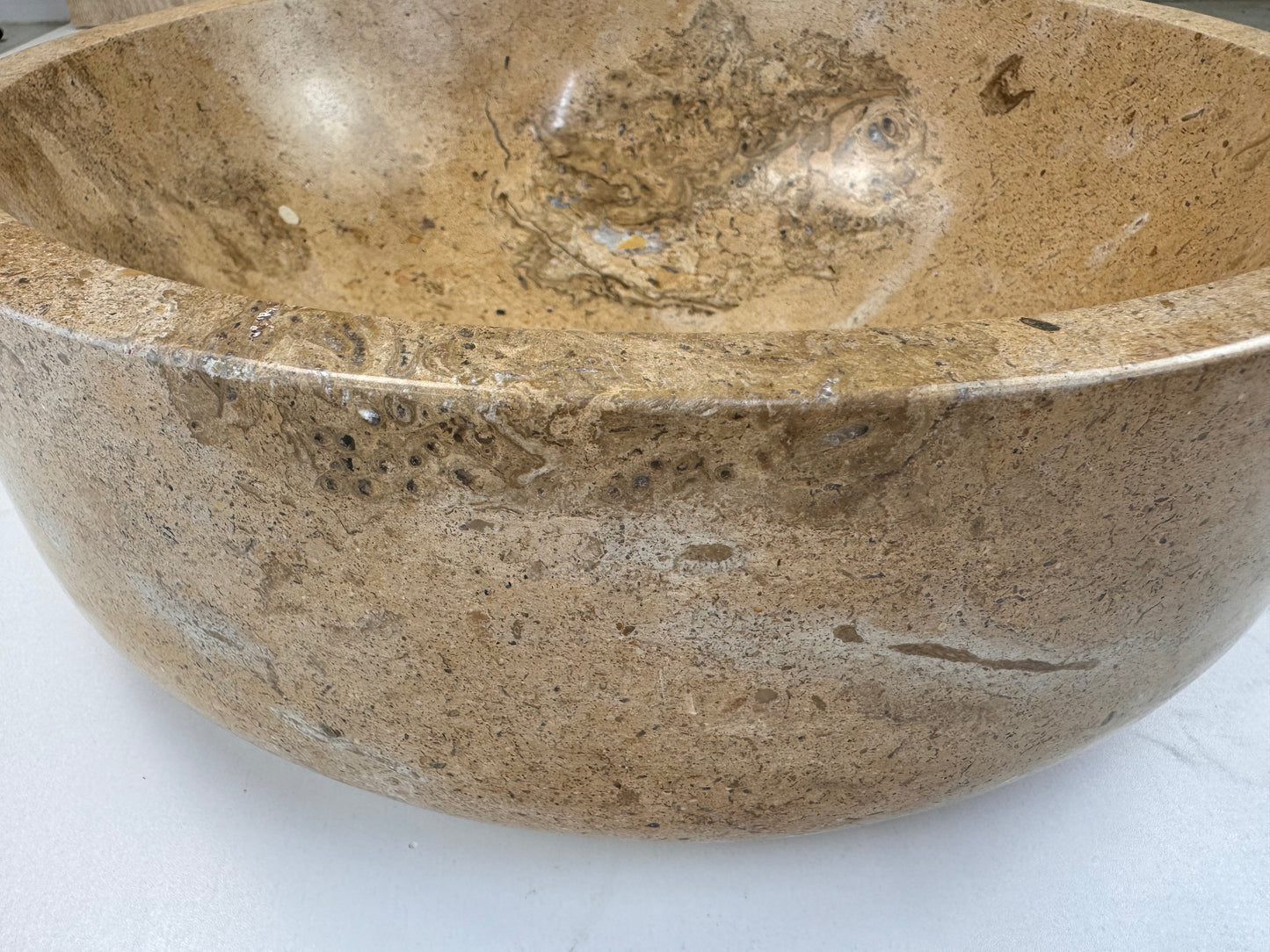 Marble Muse Classic Beige Polish Surface Bowl Shape Wash Basin