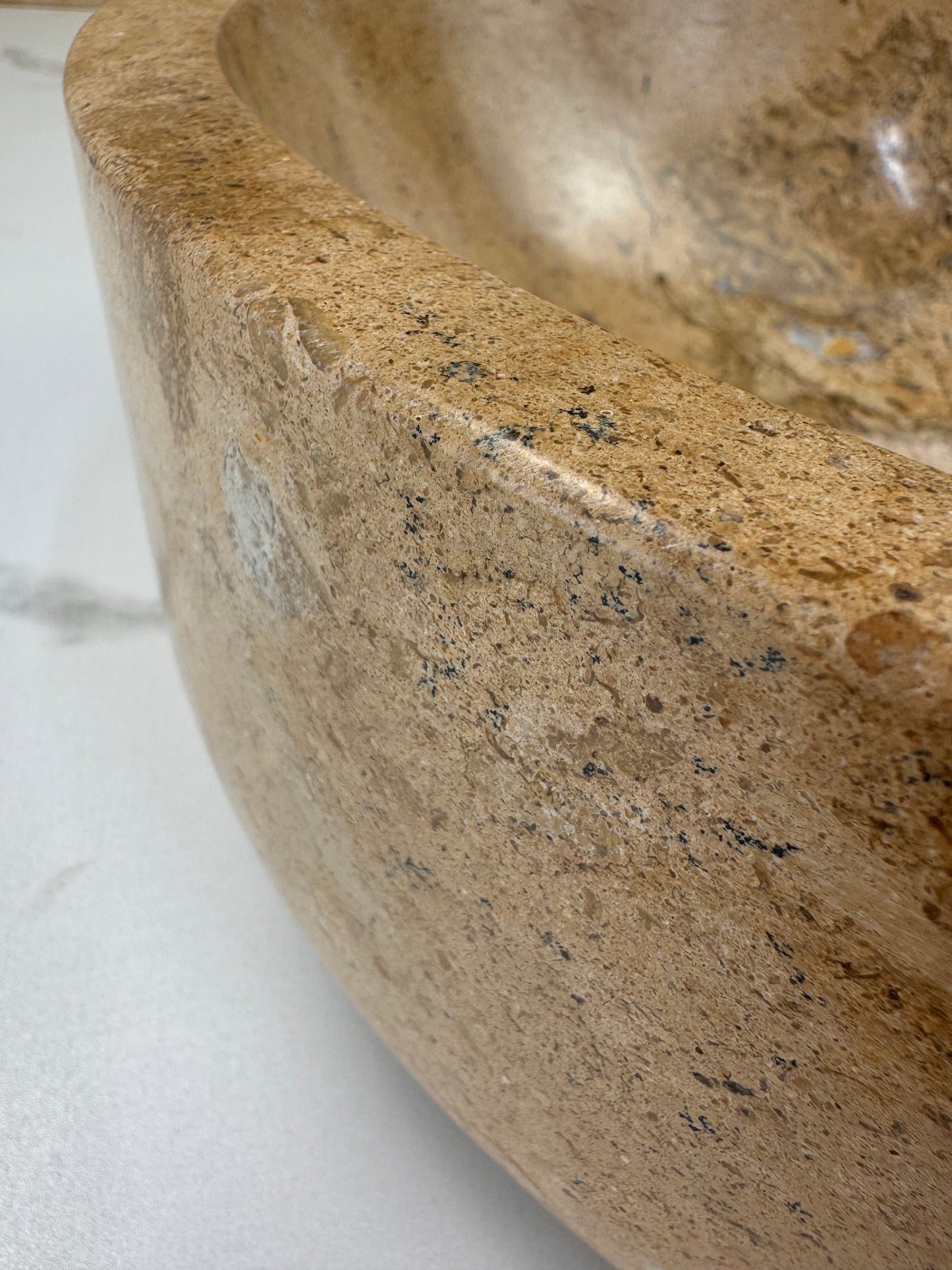 Marble Muse Classic Beige Polish Surface Bowl Shape Wash Basin