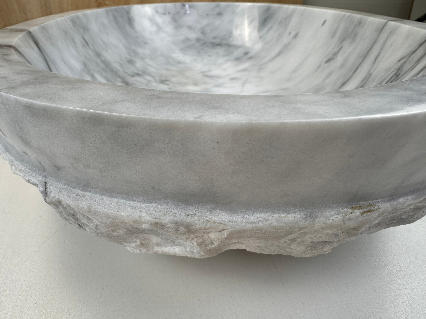 Marble Muse Carrara White Natural Surface Elliptical Shape Wash Basin