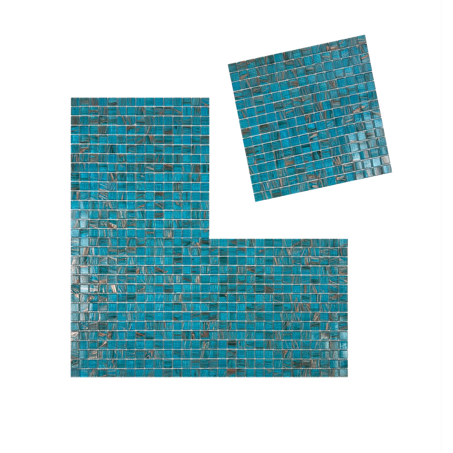 Glacial Artistry Series Cerulean Blue With Gold Line Hot Melt Glass Mosaic