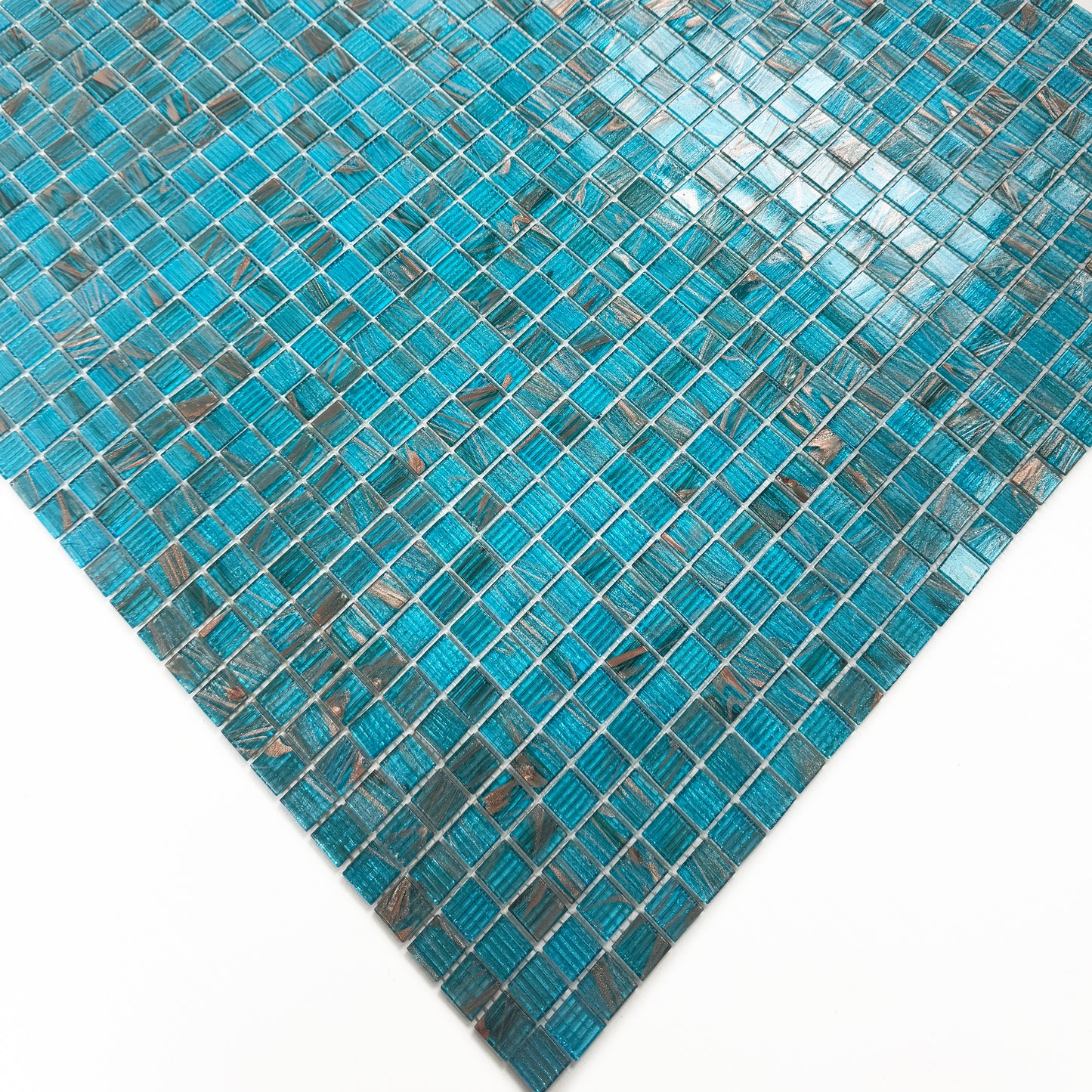 Glacial Artistry Series Cerulean Blue With Gold Line Hot Melt Glass Mosaic
