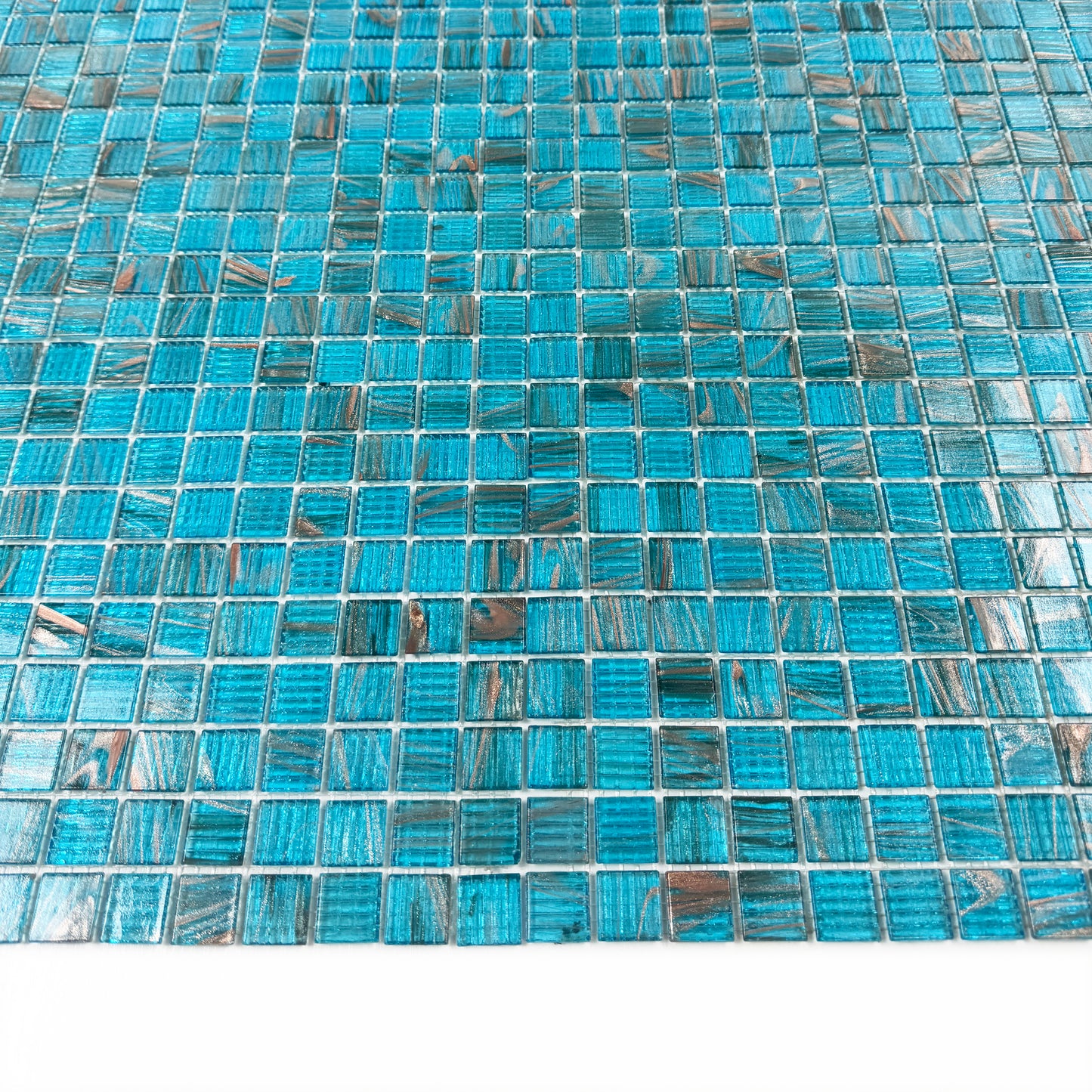 Glacial Artistry Series Cerulean Blue With Gold Line Hot Melt Glass Mosaic