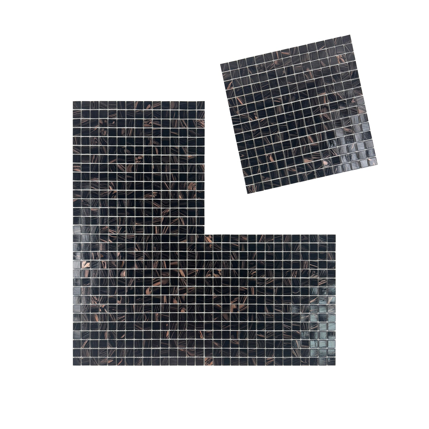 Glacial Artistry Series Brown With Gold Line Hot Melt Glass Mosaic