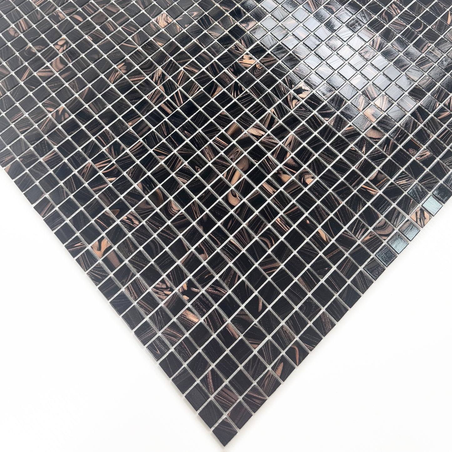 Glacial Artistry Series Brown With Gold Line Hot Melt Glass Mosaic