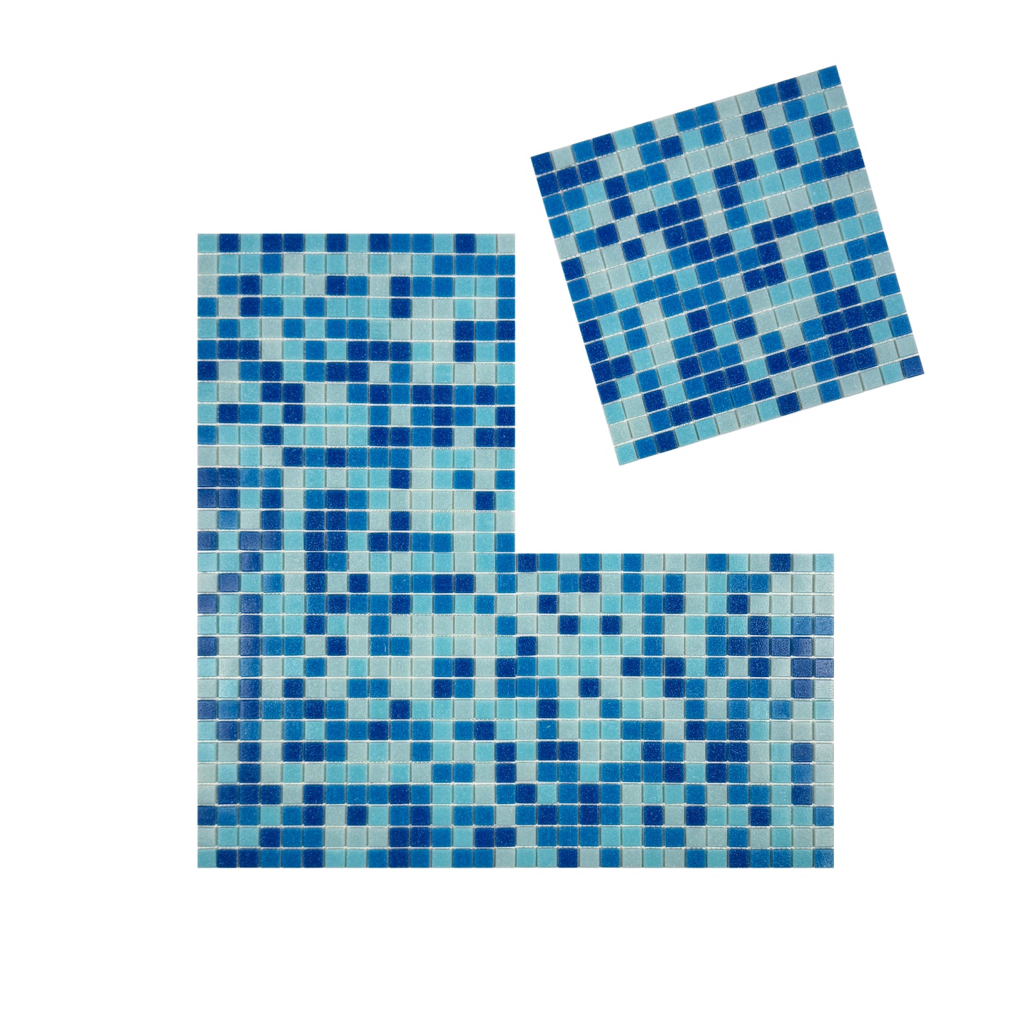 Serene Spectrum Sky Blue & French Blue  & Navy Blue Mixed Hot Melt Glass Mosaic