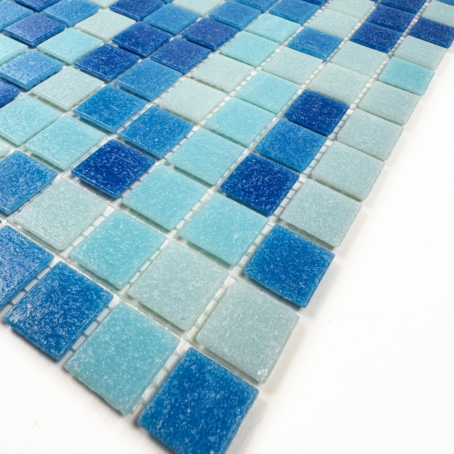Serene Spectrum Sky Blue & French Blue  & Navy Blue Mixed Hot Melt Glass Mosaic