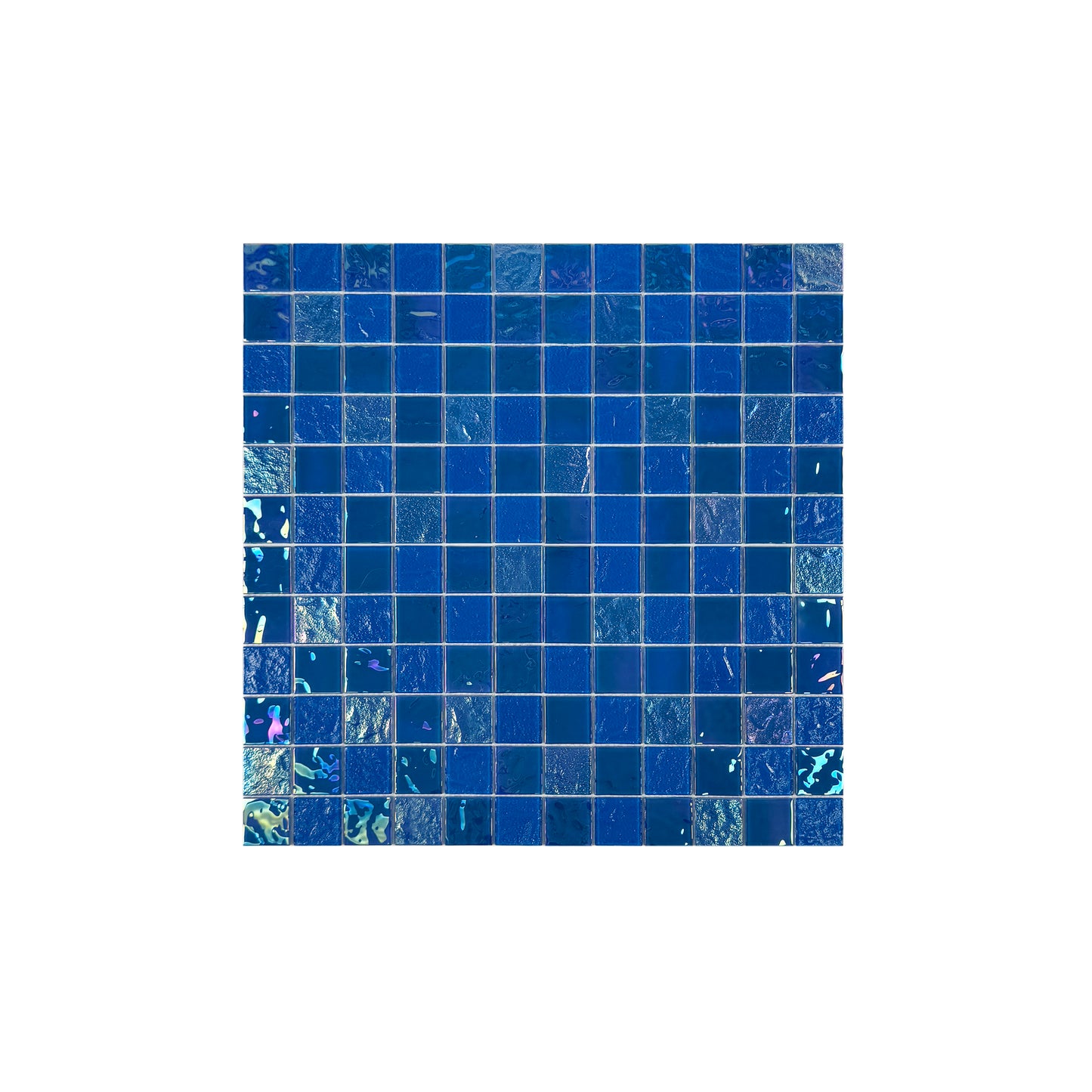Crystal Cascade Series Light Blue Iridescent Mixed Wave Pattern Crystal Glass Mosaic