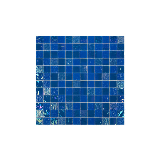 Crystal Cascade Series Light Blue Iridescent Mixed Wave Pattern Crystal Glass Mosaic