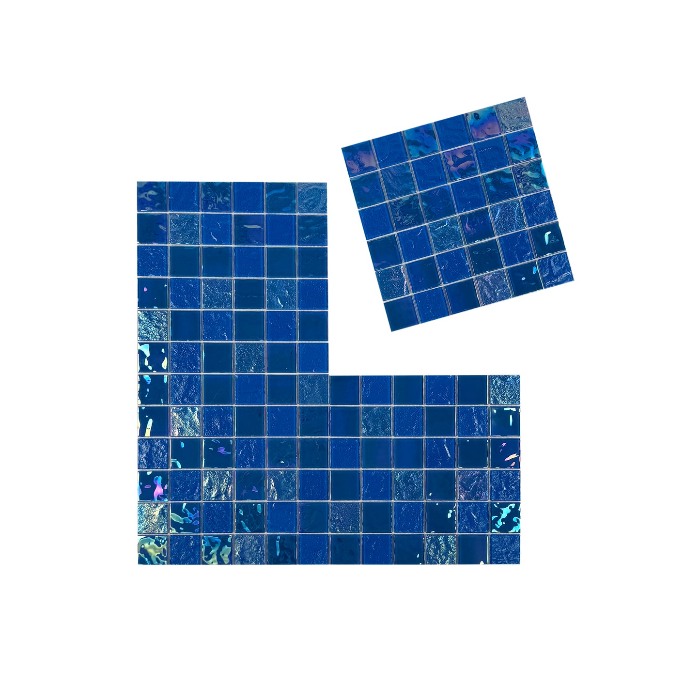 Crystal Cascade Series Light Blue Iridescent Mixed Wave Pattern Crystal Glass Mosaic