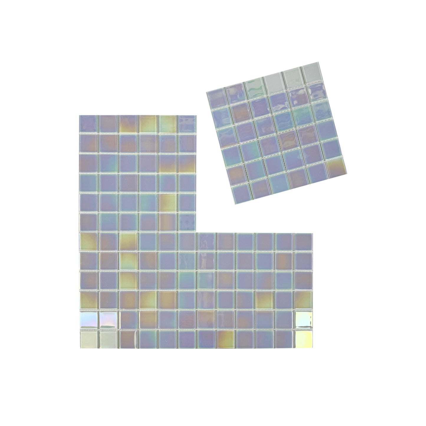 Crystal Cascade Series Smoke Blue & White Iridescent Mixed Crystal Glass Mosaic