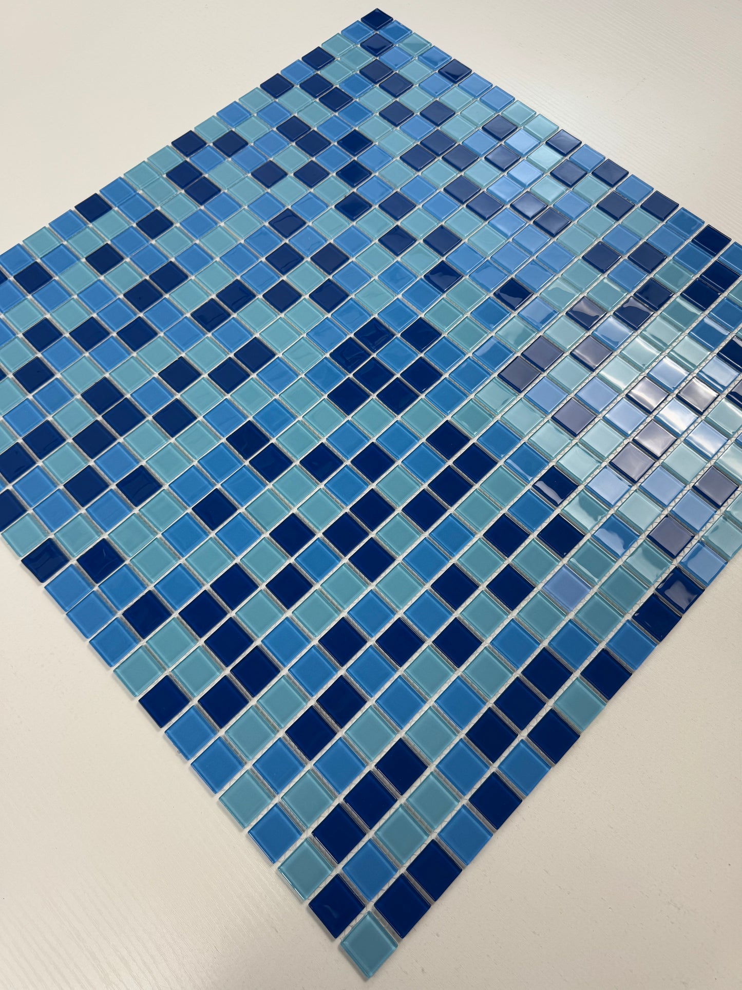 Aqua Blue & French Blue &Sapphire Blue Mixed Crystal Glass Mosaic