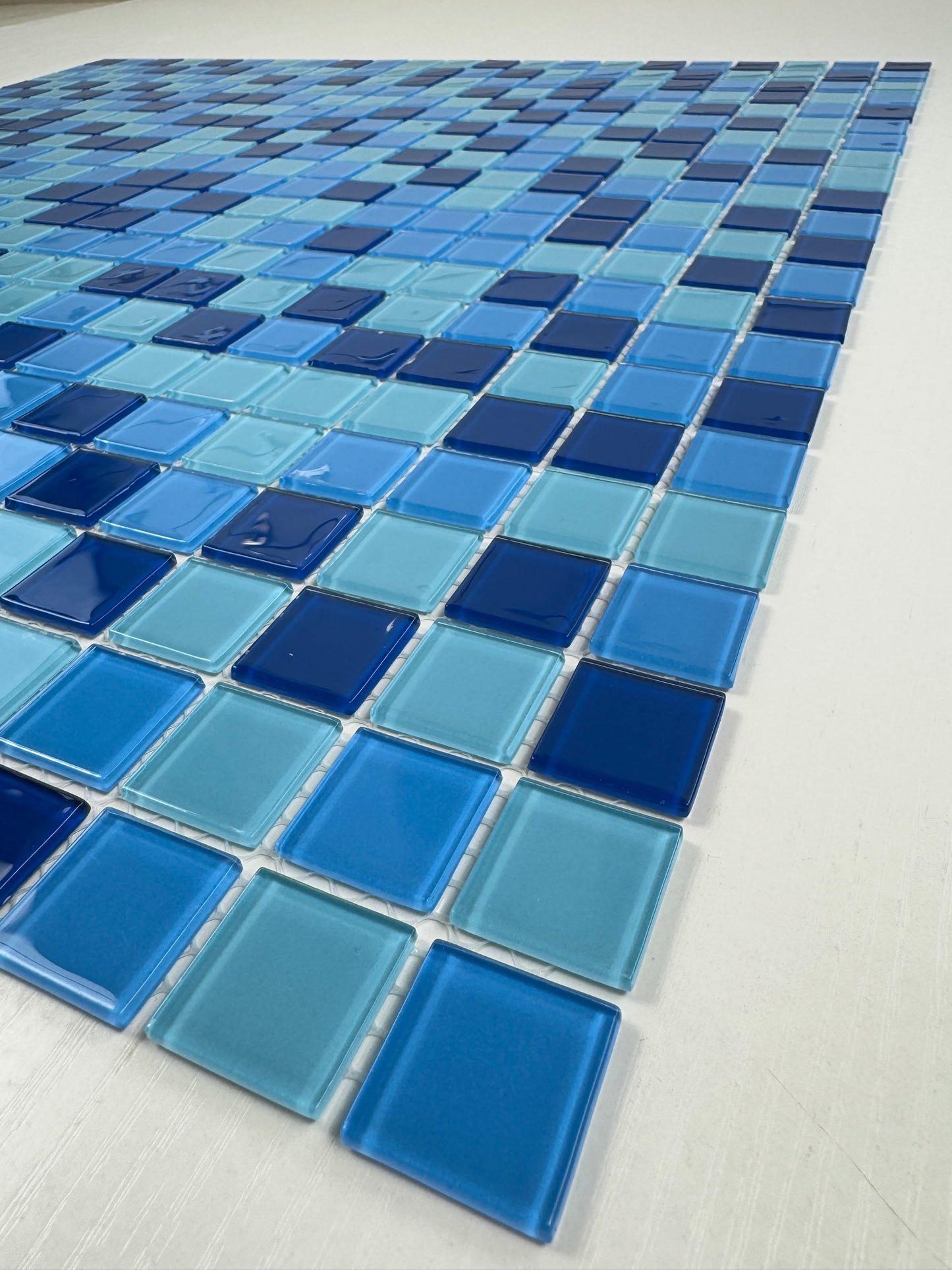 Aqua Blue & French Blue &Sapphire Blue Mixed Crystal Glass Mosaic