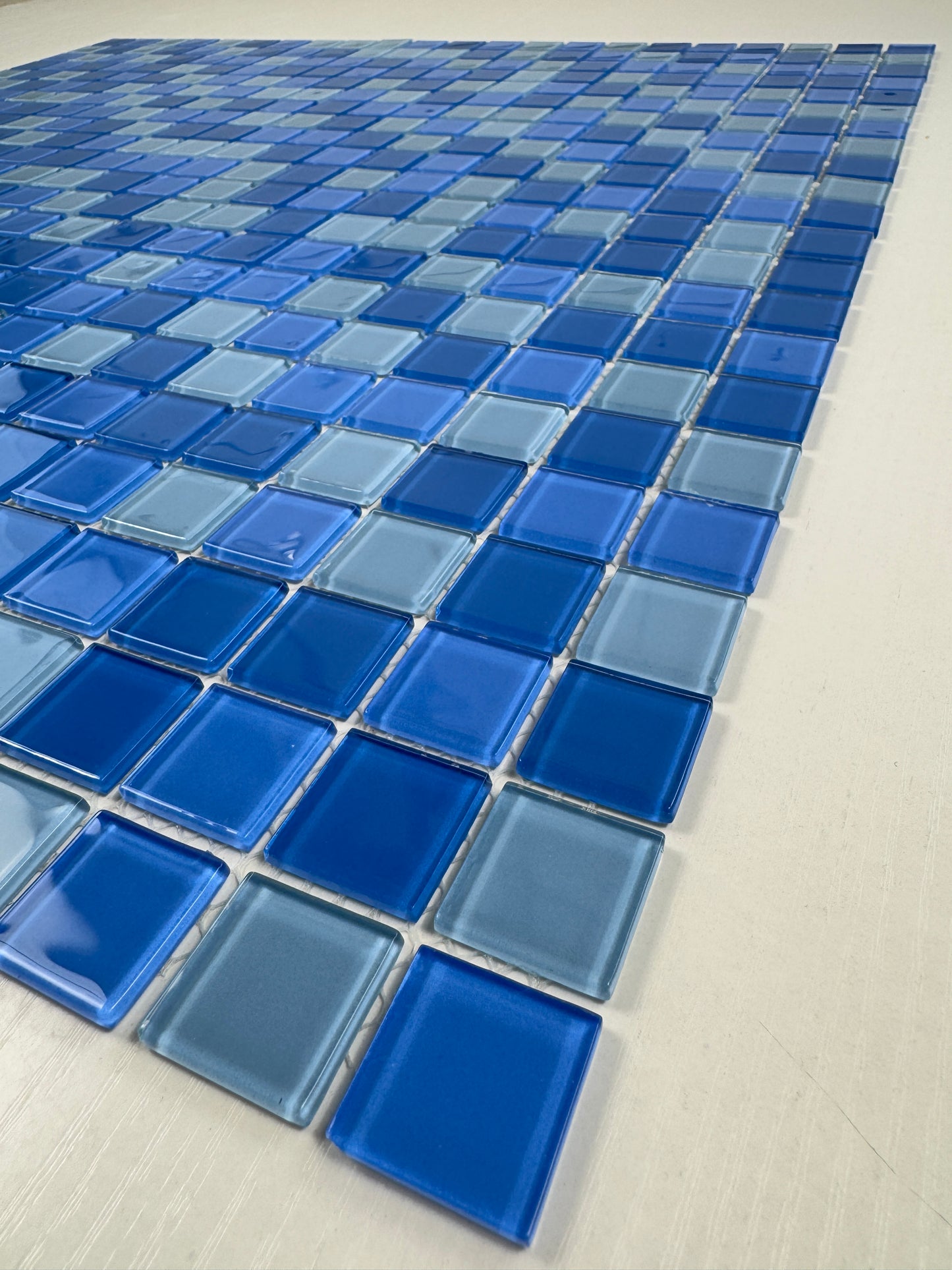 Baby Blue & Cobalt Blue & Navy Blue Mixed Crystal Glass Mosaic