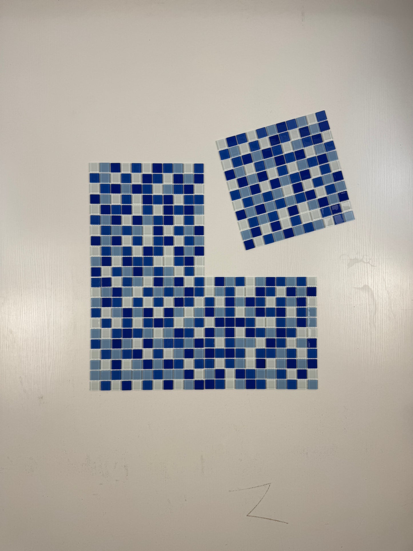 White & Sky Blue & French Blue & Navy Blue Mixed Crystal Glass Mosaic