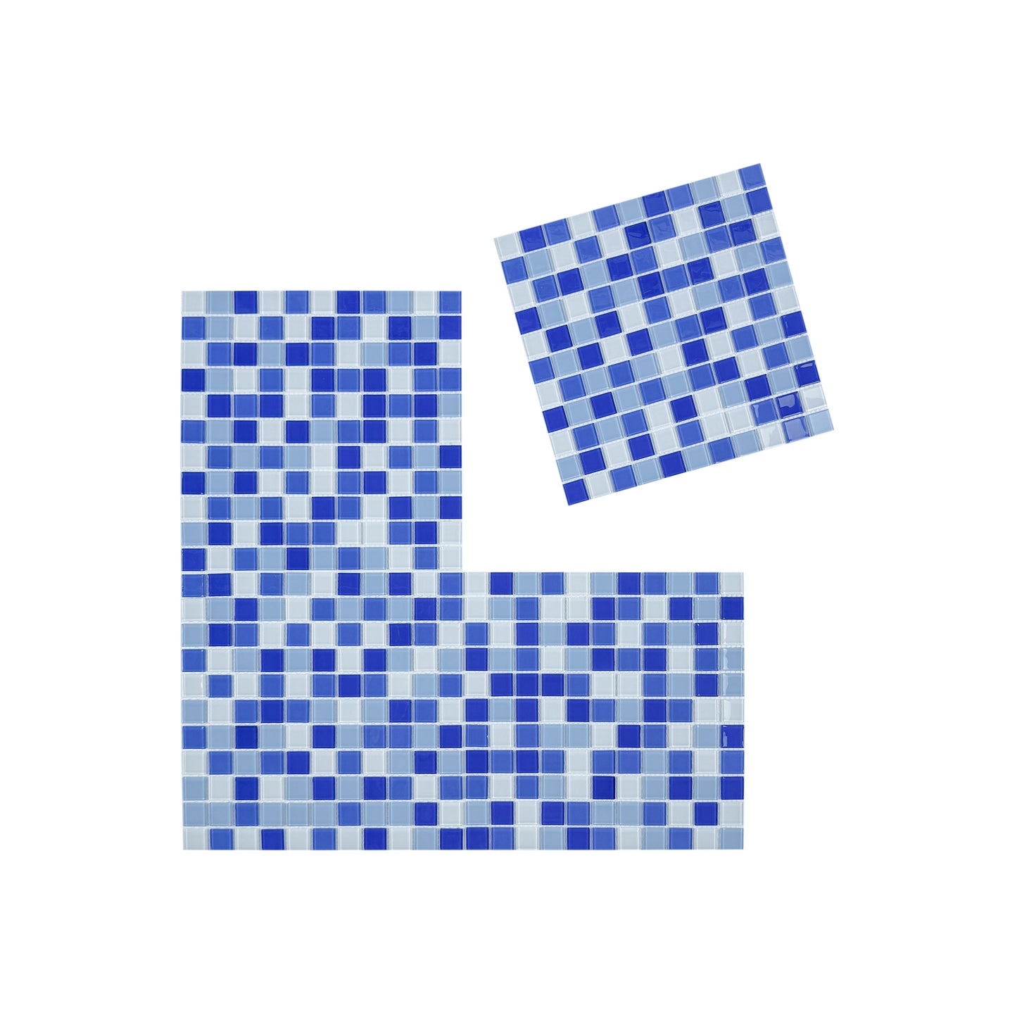 Azure Enchantment Series White & Baby Blue & Cobalt Blue & Navy Blue Mixed Crystal Glass Mosaic