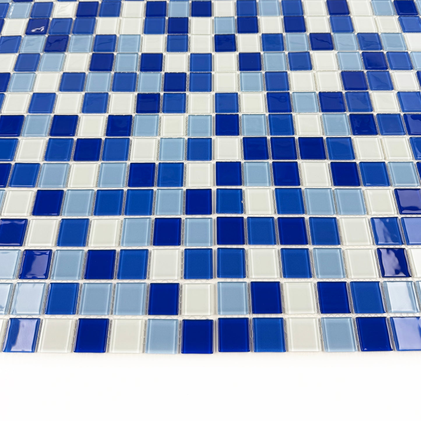 White & Baby Blue & Cobalt Blue & Navy Blue Mixed Crystal Glass Mosaic