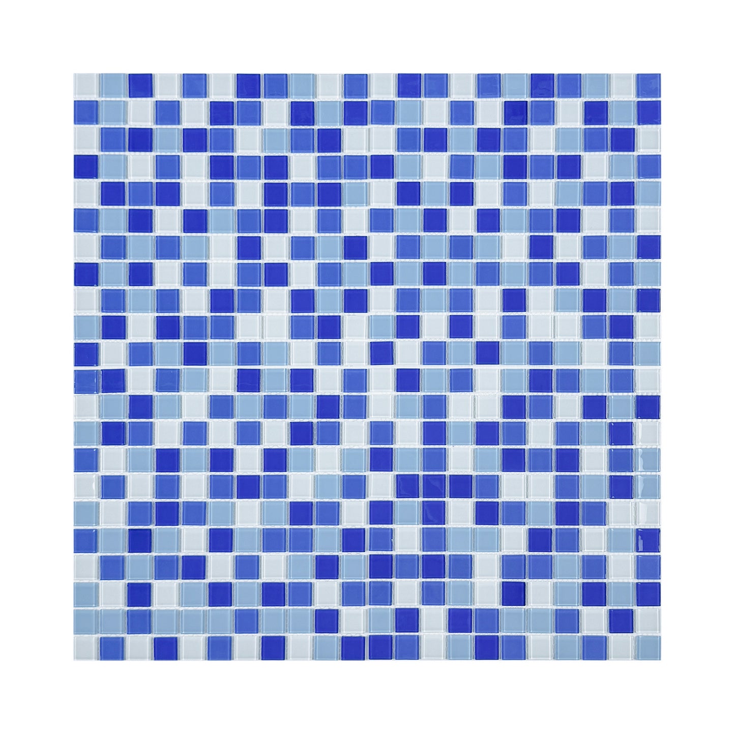 Azure Enchantment Series White & Baby Blue & Cobalt Blue & Navy Blue Mixed Crystal Glass Mosaic