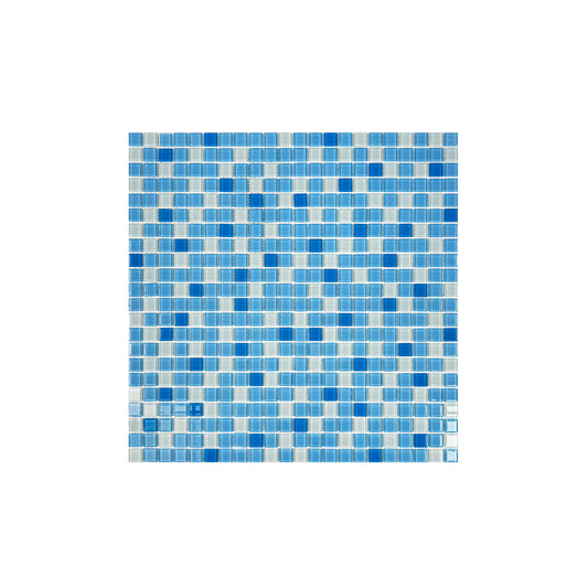 White & Sky Blue & French Blue Mixed Crystal Glass Mosaic