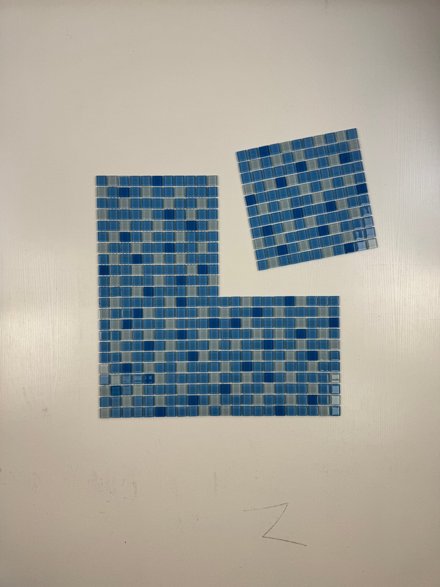 White & Sky Blue & French Blue Mixed Crystal Glass Mosaic