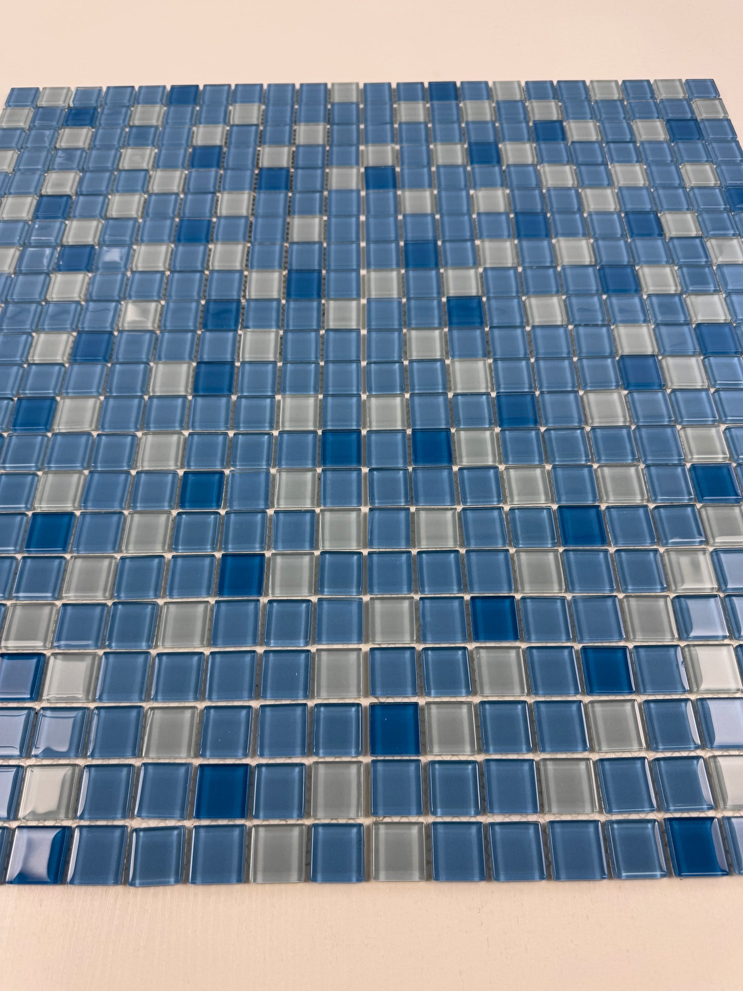 White & Sky Blue & French Blue Mixed Crystal Glass Mosaic