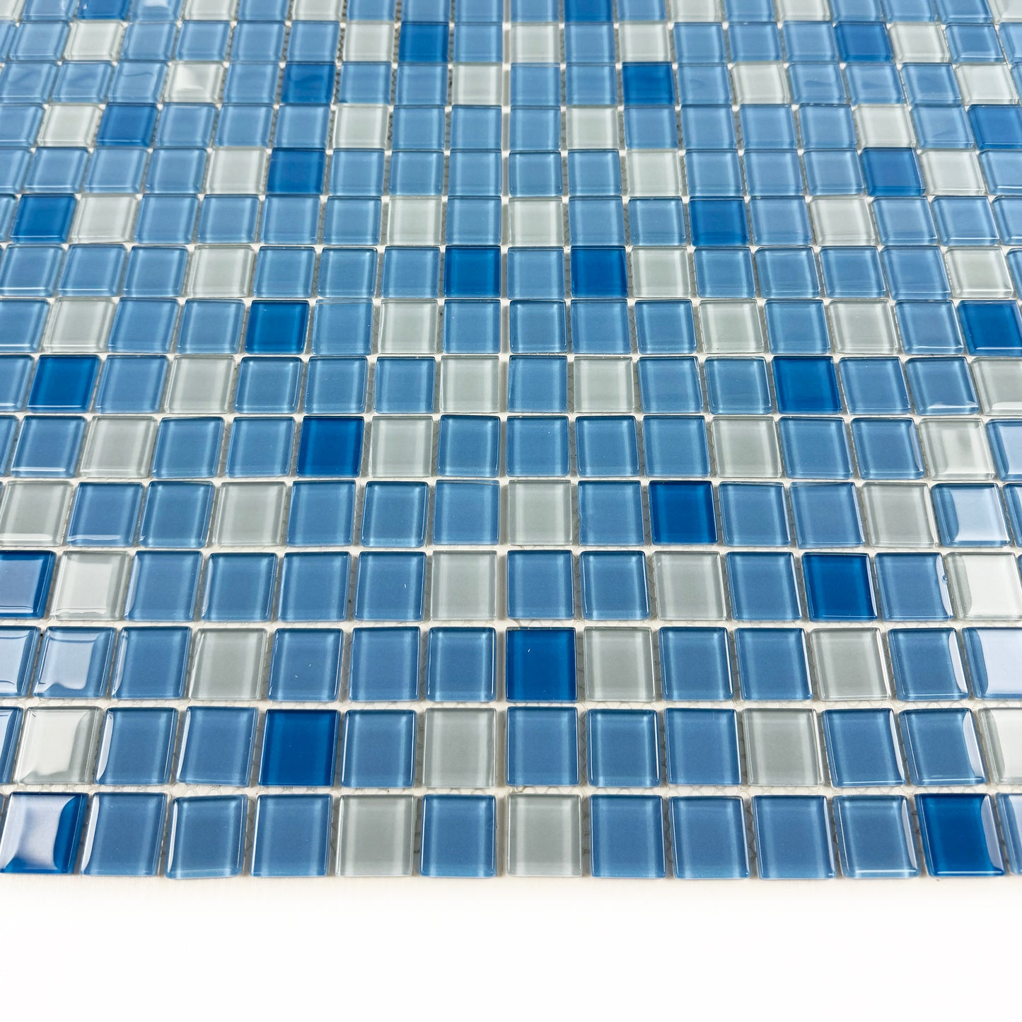 White & Sky Blue & French Blue Mixed Crystal Glass Mosaic