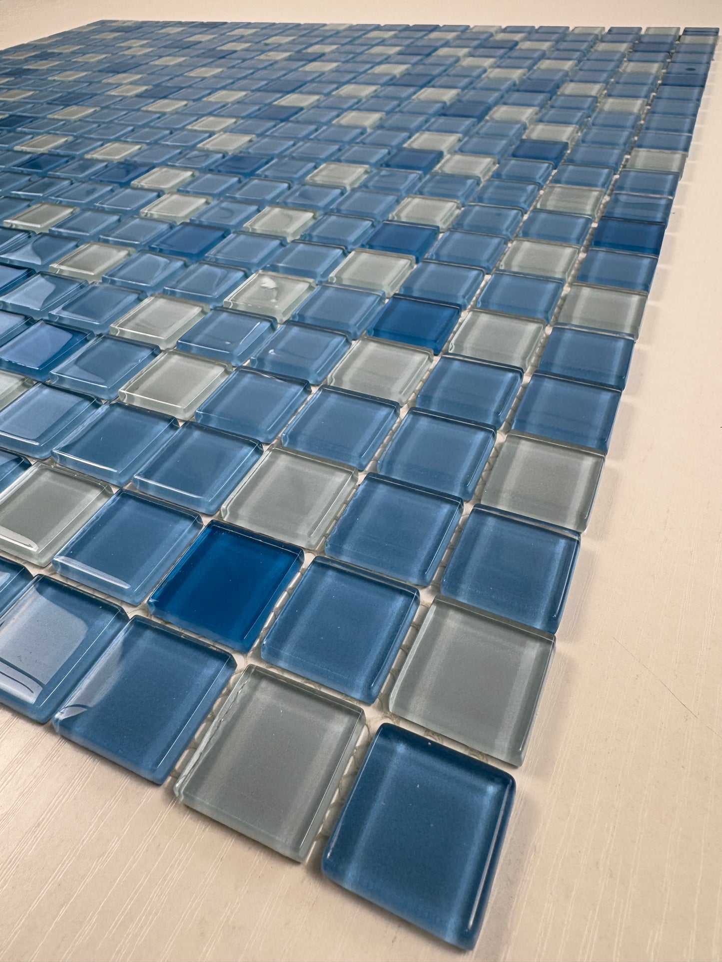 White & Sky Blue & French Blue Mixed Crystal Glass Mosaic