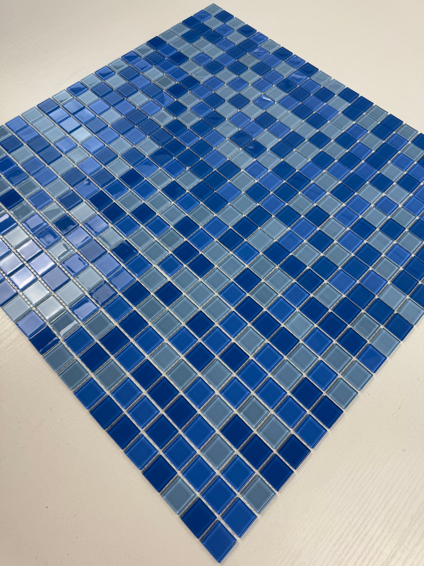 Series Baby Blue & French Blue & Cobalt Blue Mixed Crystal Glass Mosaic