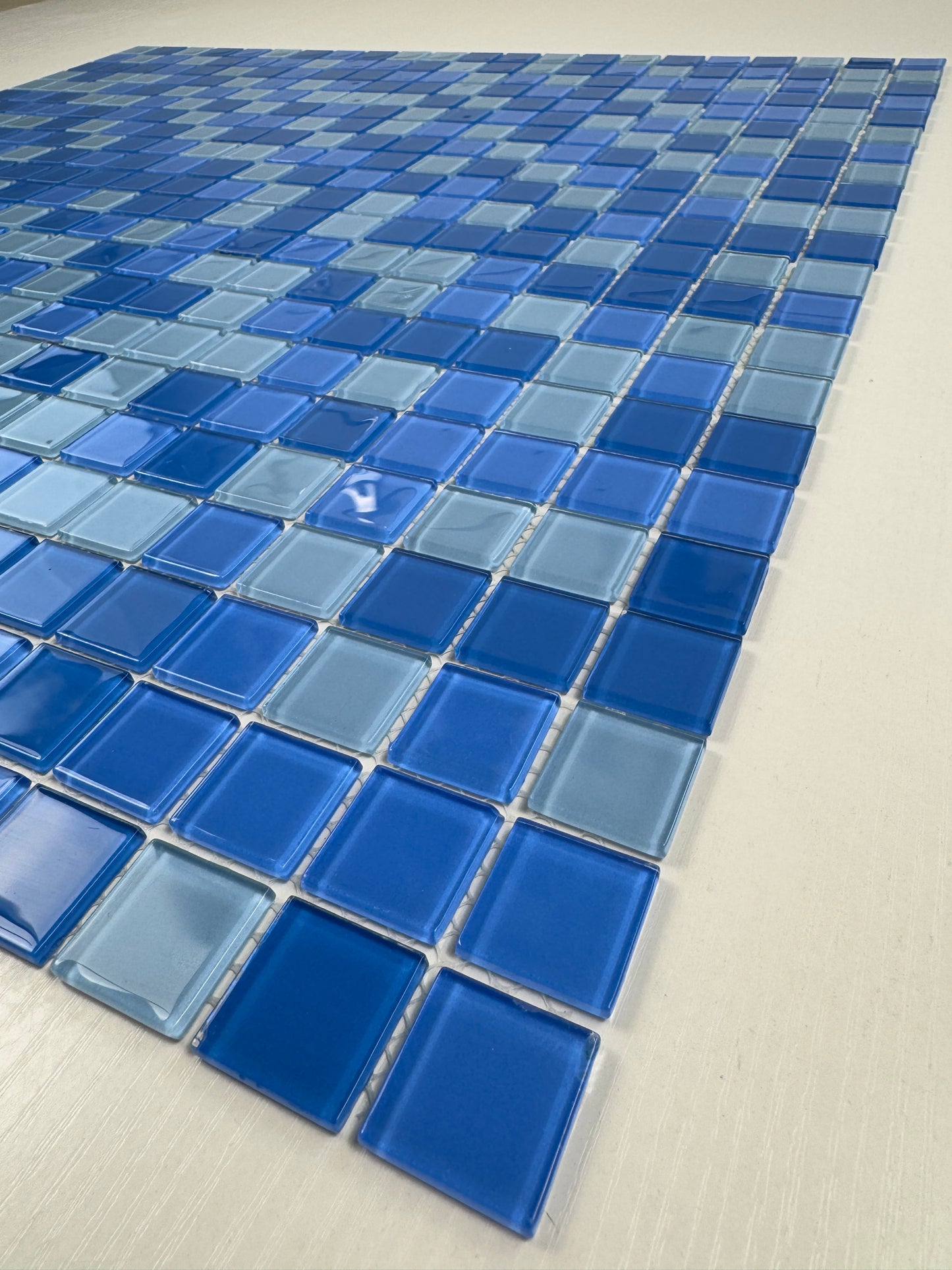 Series Baby Blue & French Blue & Cobalt Blue Mixed Crystal Glass Mosaic