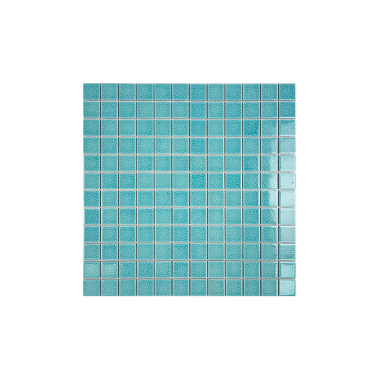 Oceanic Opal Series Sky Blue Convex Surface Crackle Porcelain Mosaic