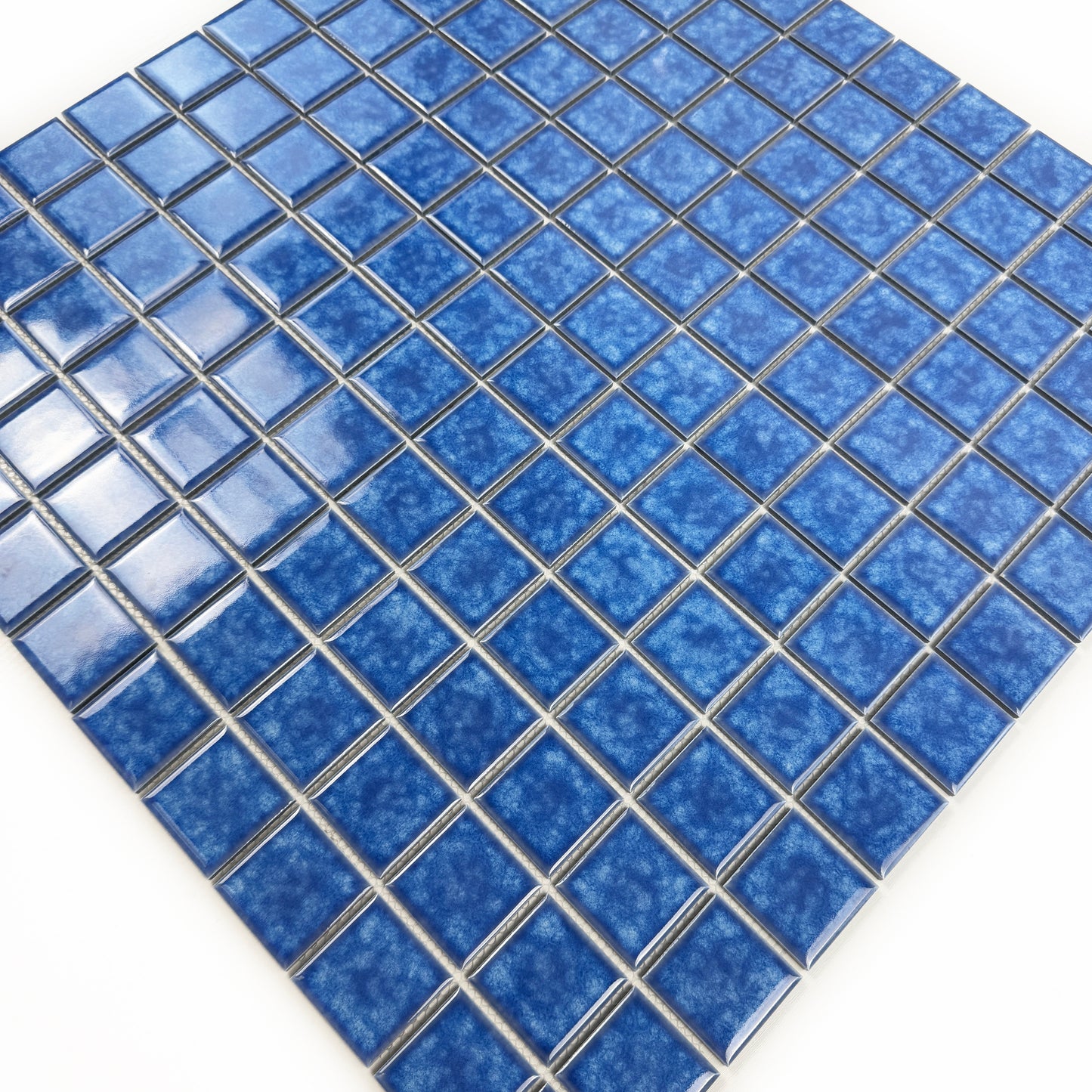 Midnight Splendor Series Ultra Marina Blue  Iced Flower Texture Crystalline Glazed Porcelain Mosaic