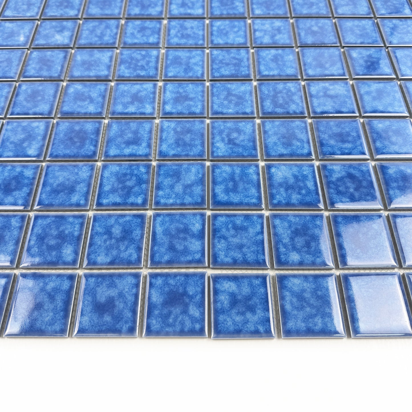 Midnight Splendor Series Ultra Marina Blue  Iced Flower Texture Crystalline Glazed Porcelain Mosaic