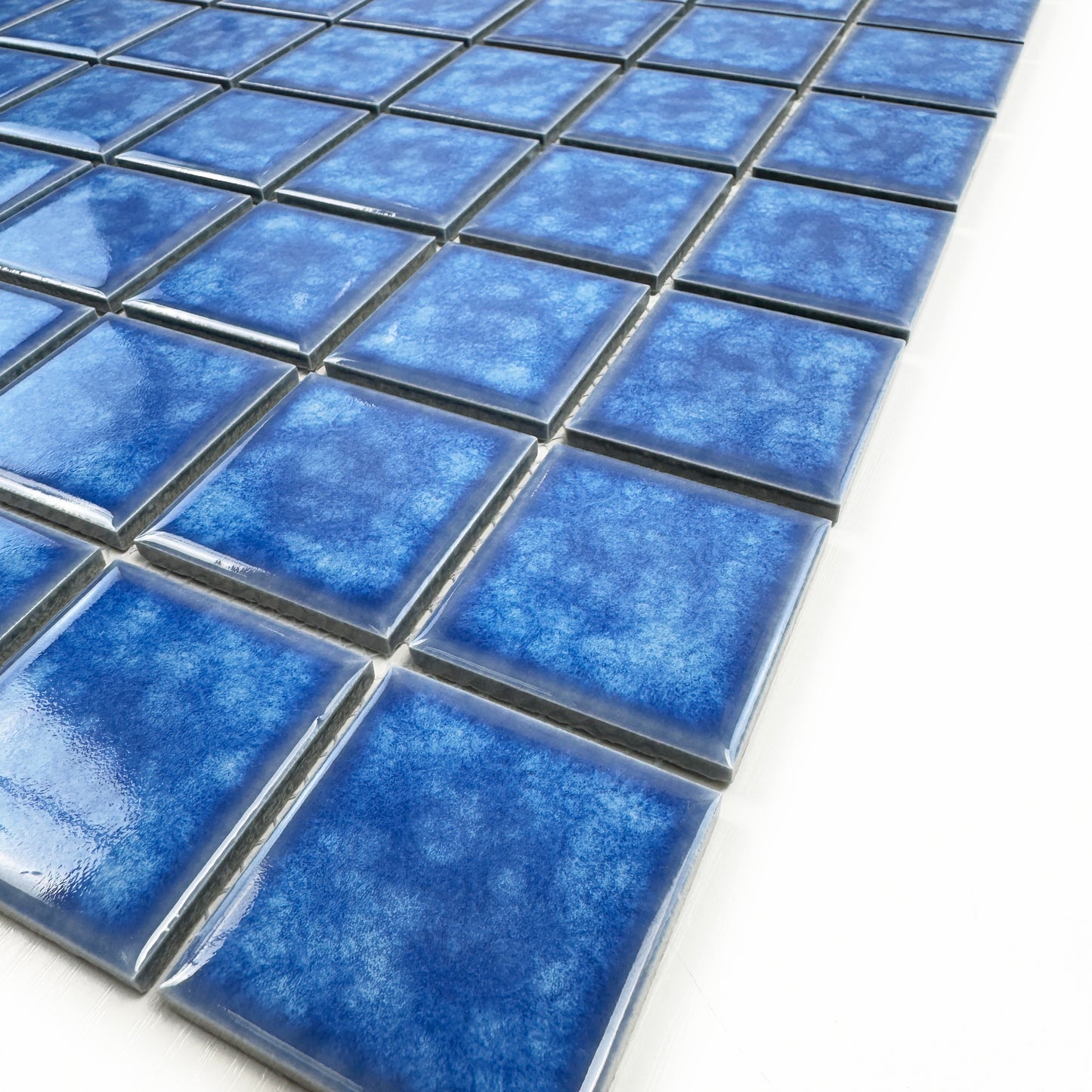 Midnight Splendor Series Ultra Marina Blue  Iced Flower Texture Crystalline Glazed Porcelain Mosaic
