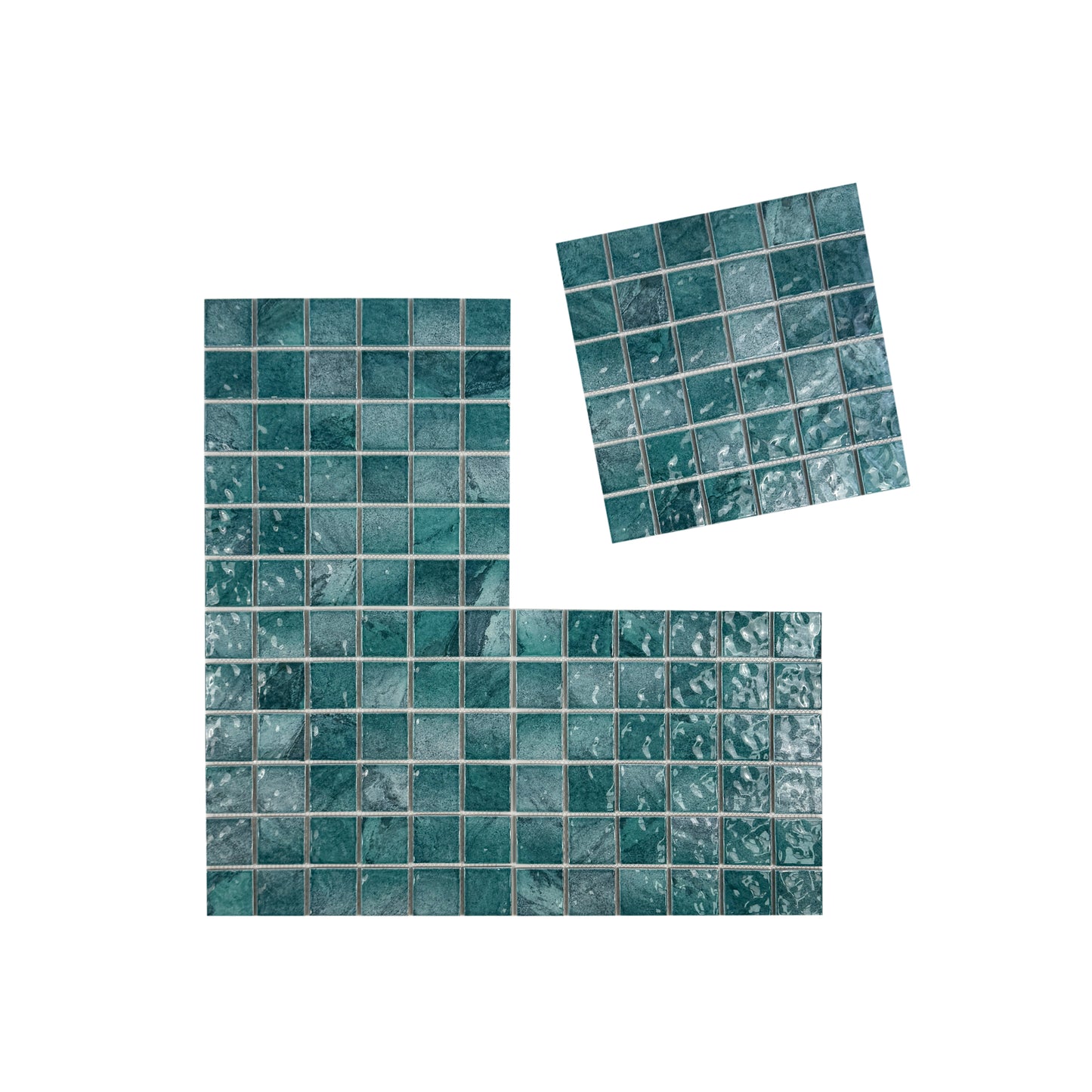 Serene Wave  Forest Green Mable Design Porcelain Mosaic