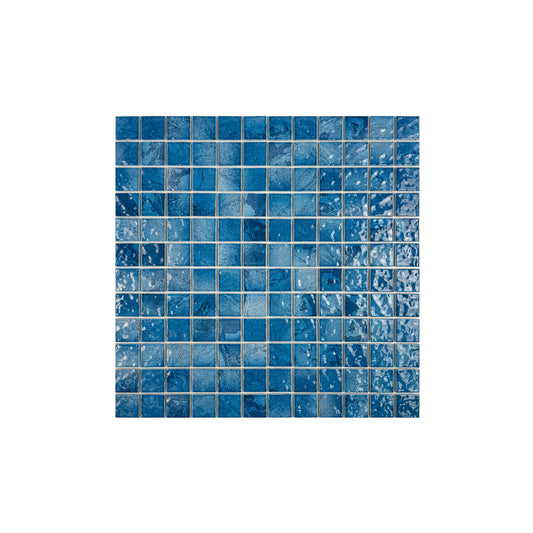 Serene Wave  Sapphire Blue & Baby Blue Mixed mable design Porcelain Mosaic