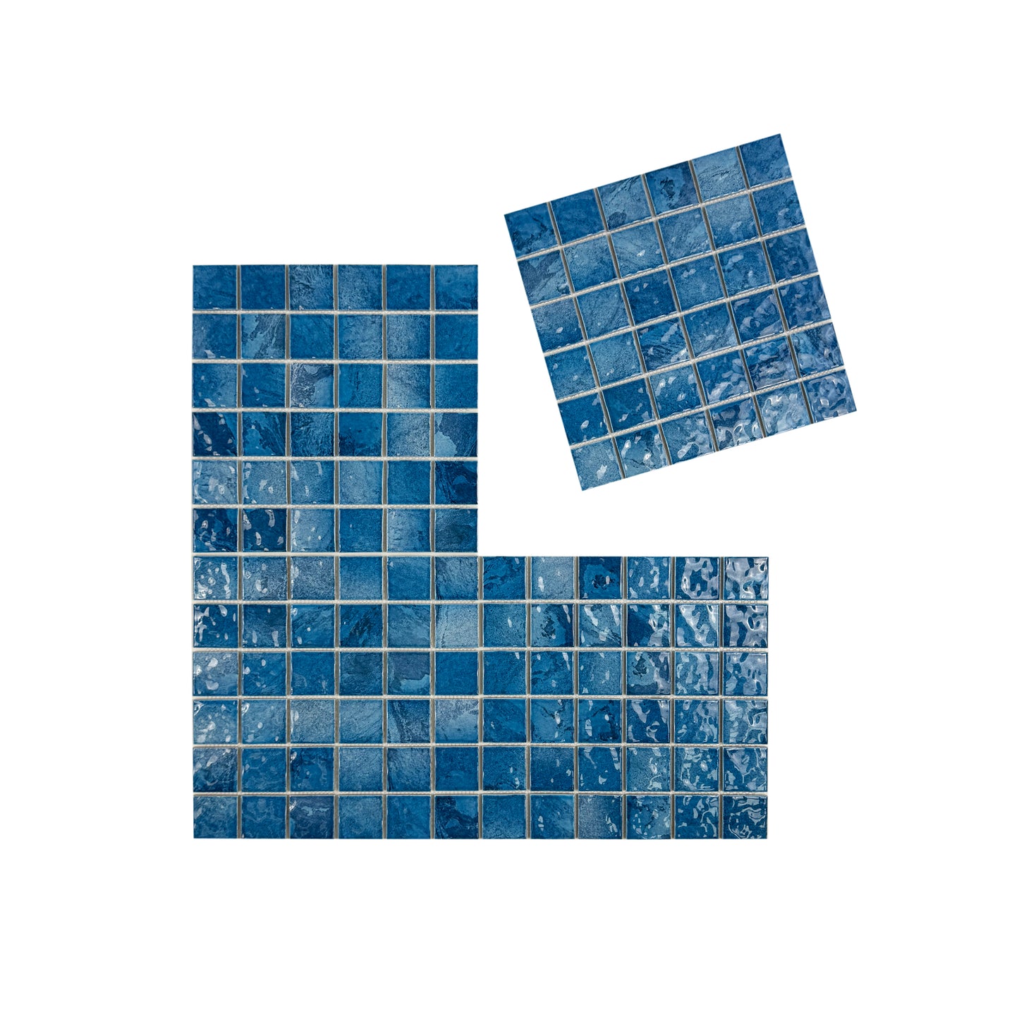 Serene Wave  Sapphire Blue & Baby Blue Mixed mable design Porcelain Mosaic