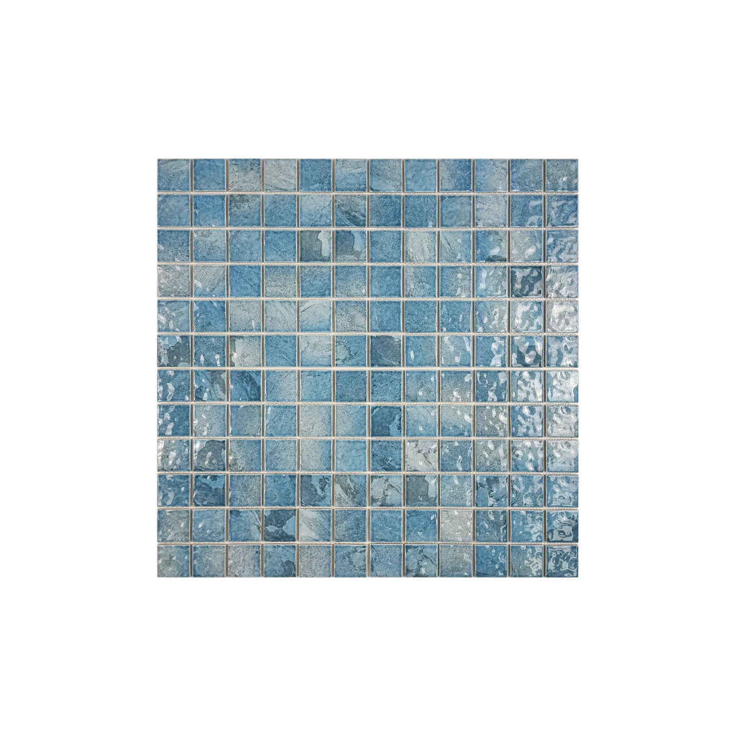 Serene Wave  Light Blue & Cyan Blue Mixed Marble Design Porcelain Mosaic