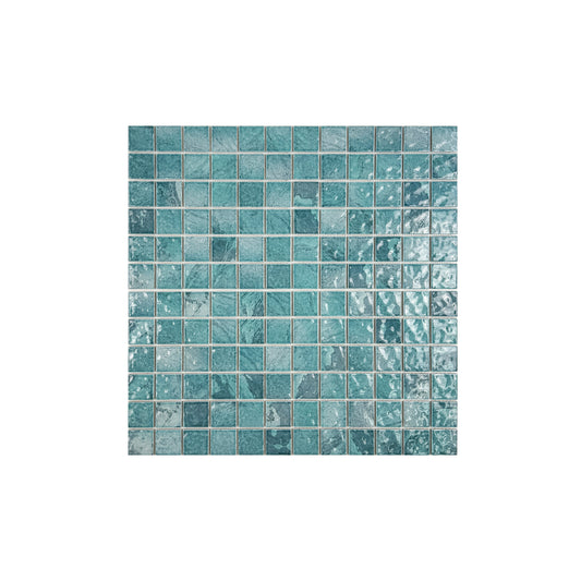 Serene Wave Tiffany blue & Light Blue Mixed Marble Design Porcelain Mosaic