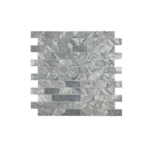 Savoy Prestige Series Bardiglio Polished  Brickwork Pattern Rectangular Marble Mosaic