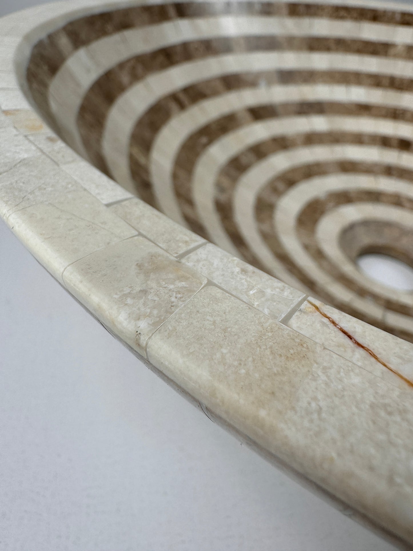 Marble Muse Light Emperador &Crema Marfil Mosaic Polish Surface Round Shape Wash Basin