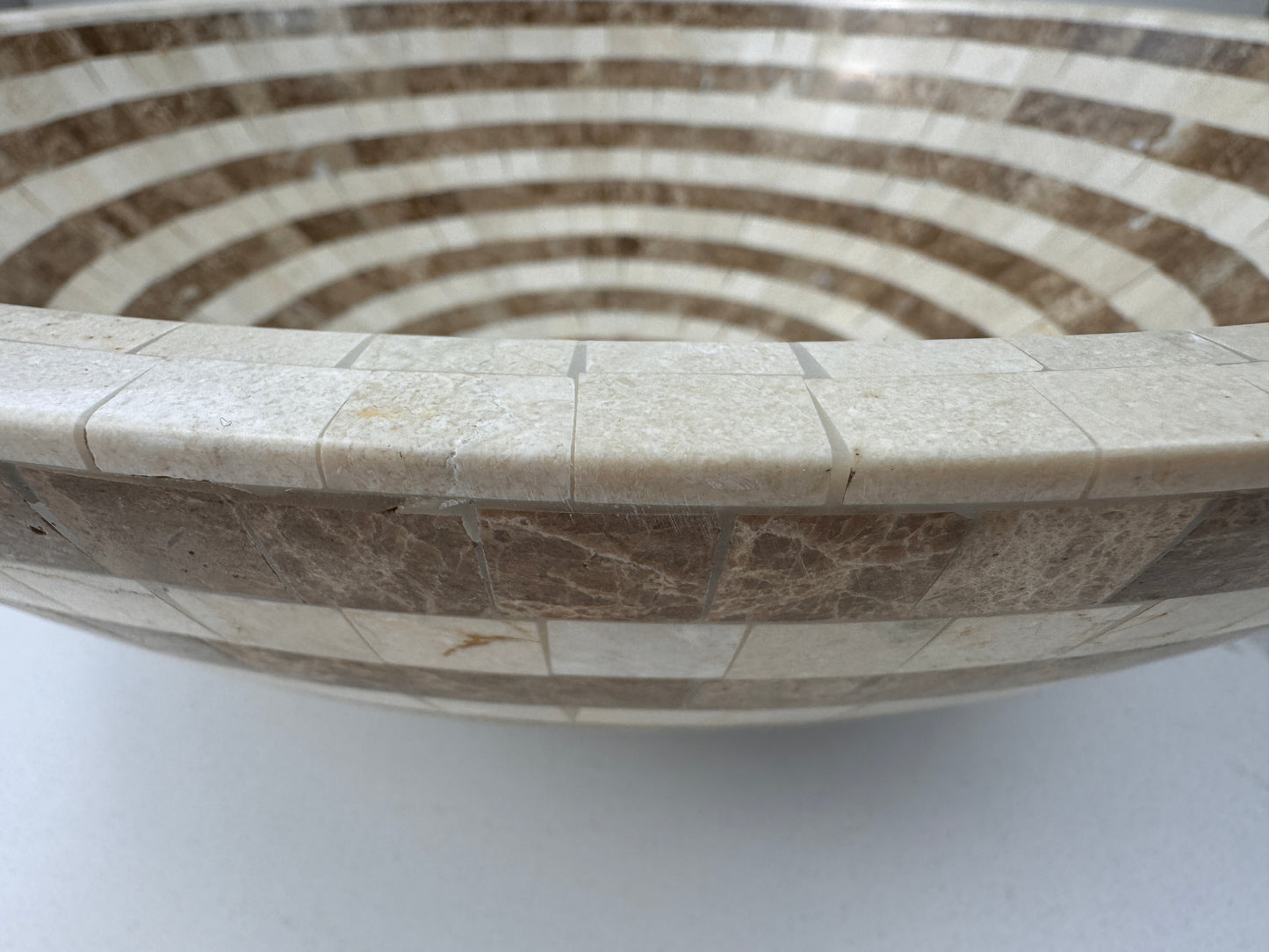 Marble Muse Light Emperador &Crema Marfil Mosaic Polish Surface Round Shape Wash Basin