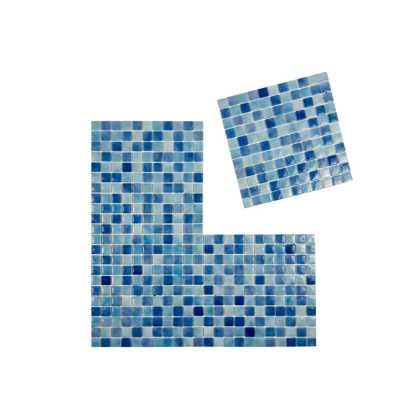 Regal Europe Series Light Blue & Baby Blue & Cobalt Blue Mixed Glossy Recycled Glass Mosaic