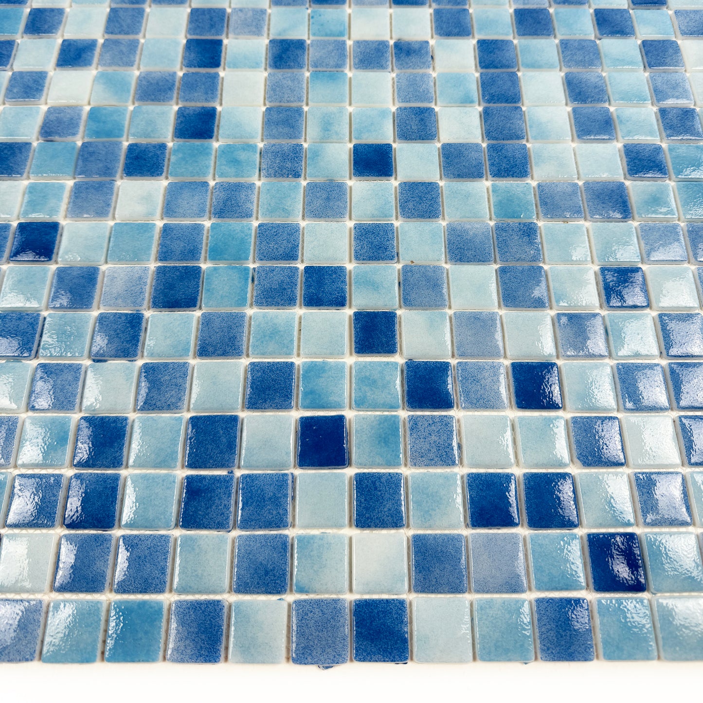 Regal Europe Series Light Blue & Baby Blue & Cobalt Blue Mixed Glossy Recycled Glass Mosaic