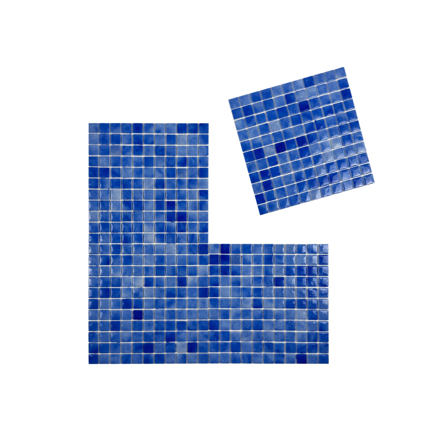 Regal Europe Series Azure Blue & Neon Blue & Navy Blue Mixed Glossy Recycled Glass Mosaic