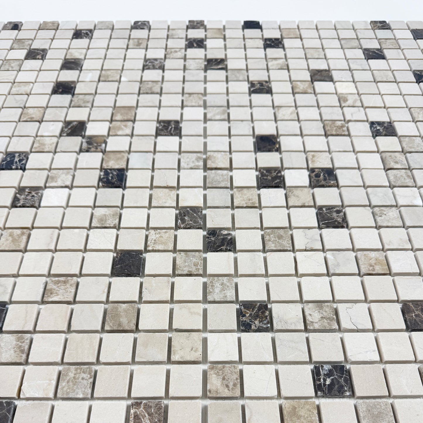 Palace Royale Series Dark Emperador & Light Emperador & Cream Marfil Mixed Polished Random Pattern Square Marble Mosaic