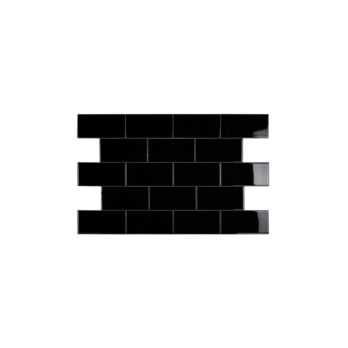 Urban Luxe Series Black Glossy Flat  Ceramic Tile